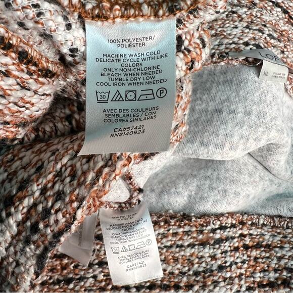 LOFT XL Boucle Sweatshirt & Skirt Set Drawstring Waist Marled Knit EUC - Picture 11 of 11